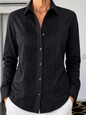 UNIQLO BLACK SILKY SUPIMA COTTON TUXEDO SHIRT SML